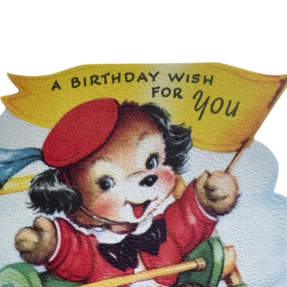 Vintage 1950’s Puppy Dog Ferris Wheel Happy Birthday Card